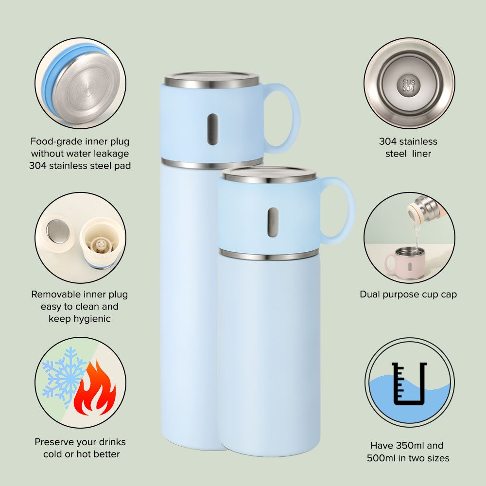 Insulated Stainless Steel Bottle with Cup Lid