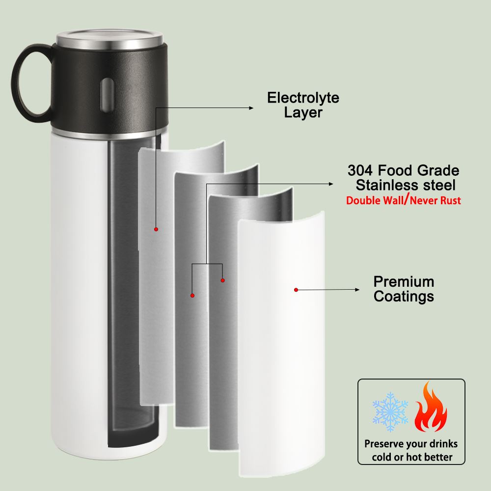 Insulated Stainless Steel Bottle with Cup Lid
