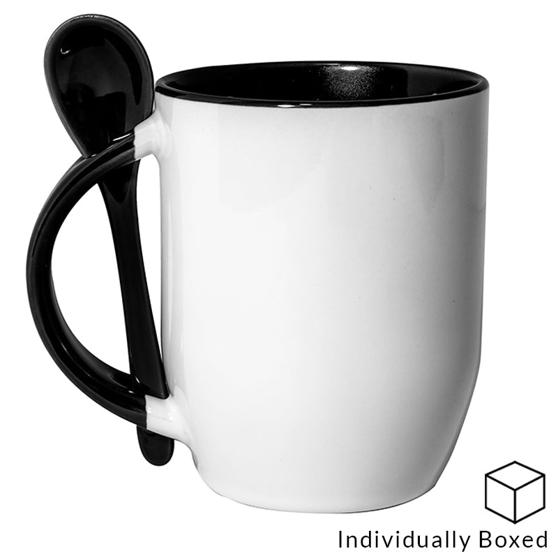 Two Tone Mug with Spoon - Black