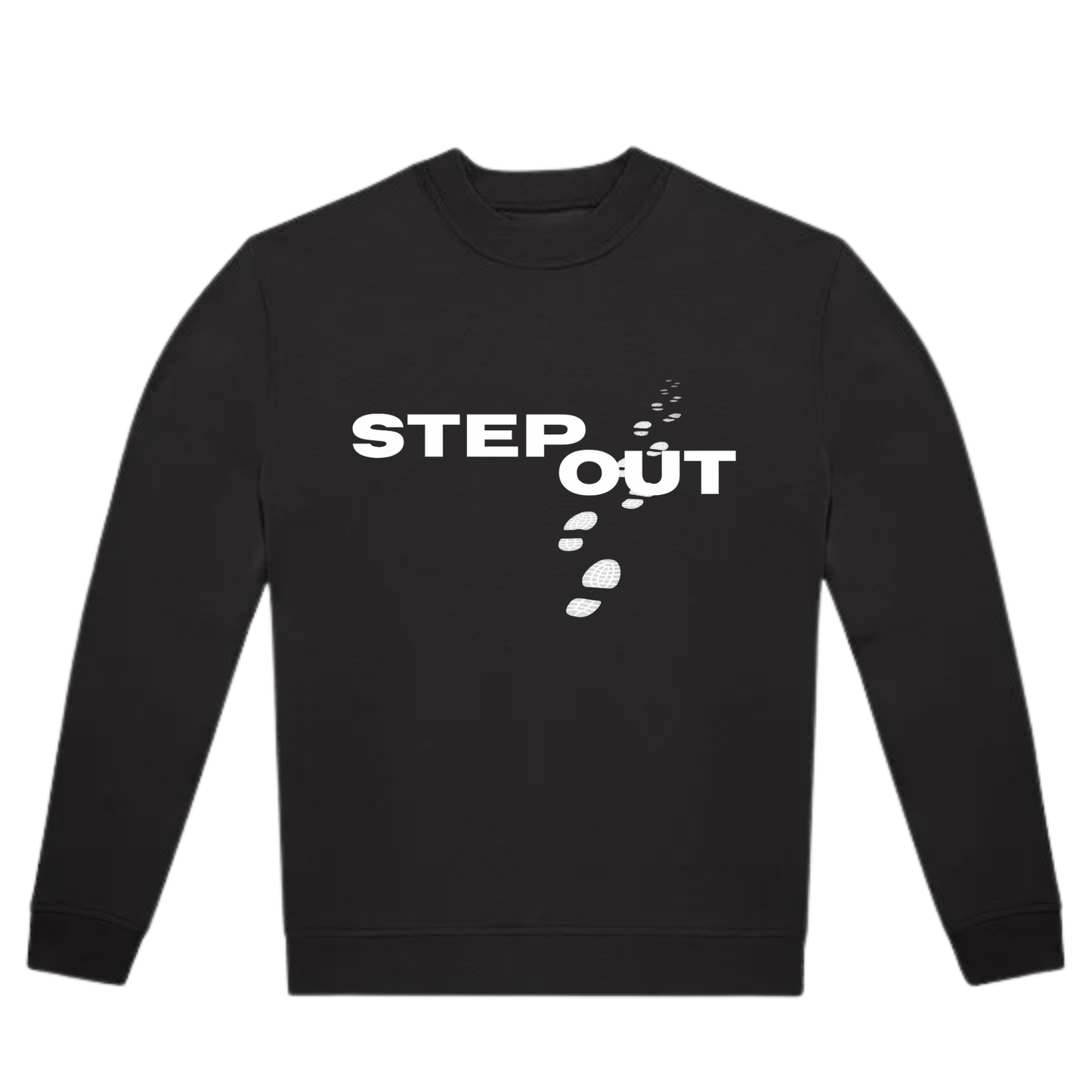 Step Out Crewneck Sweatshirt - Foot Steps (BLACK EDITION)