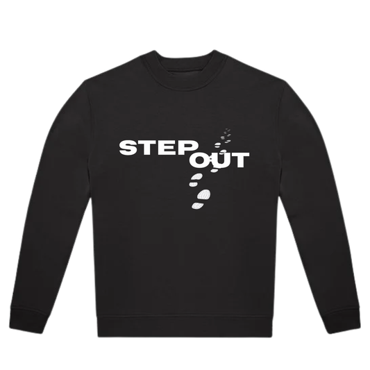 Step Out Crewneck Sweatshirt - Foot Steps (BLACK EDITION)