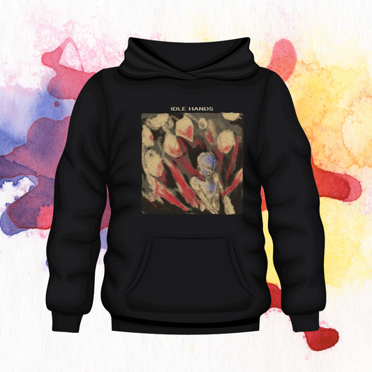 Idle Hands – Black Art Print Hoodie