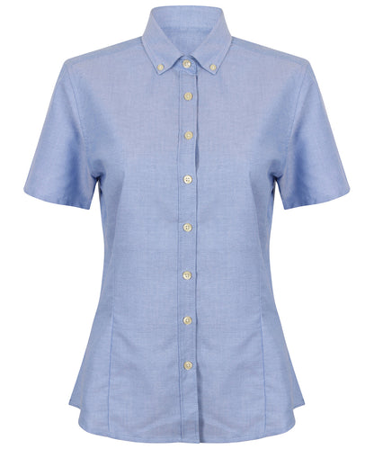 Henbury Women's modern short sleeve Oxford shirt