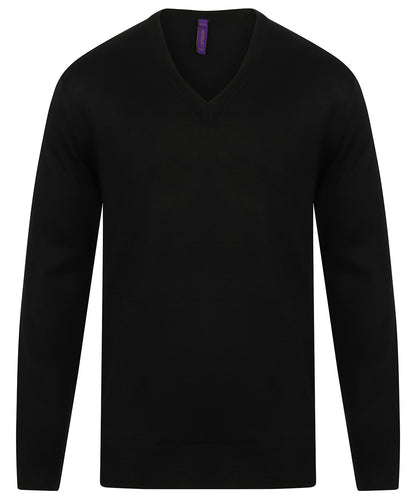 Henbury Cashmere touch acrylic v-neck jumper