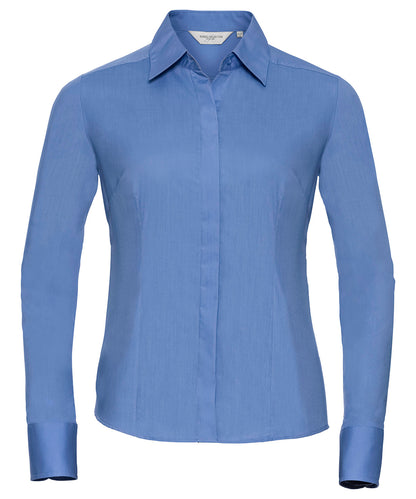 Russell Athletic Collection Women's long sleeve polycotton easycare fitted poplin shirt
