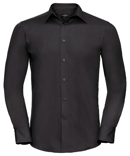 Russell Athletic Collection Long sleeve polycotton easycare fitted poplin shirt