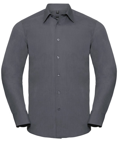 Russell Athletic Collection Long sleeve polycotton easycare fitted poplin shirt