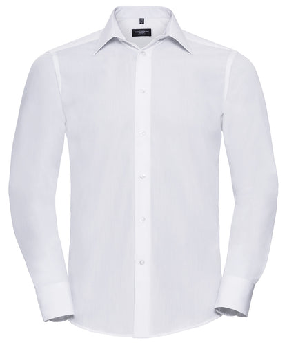 Russell Athletic Collection Long sleeve polycotton easycare fitted poplin shirt