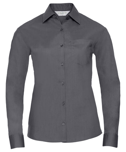 Russell Athletic Collection Women's long sleeve polycotton easycare poplin shirt