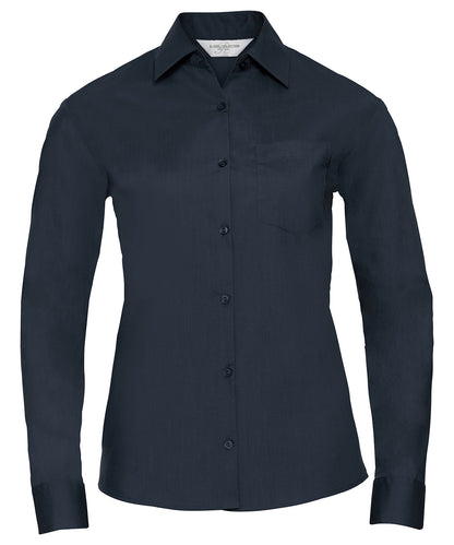 Russell Athletic Collection Women's long sleeve polycotton easycare poplin shirt
