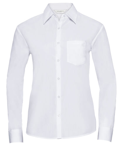 Russell Athletic Collection Women's long sleeve polycotton easycare poplin shirt