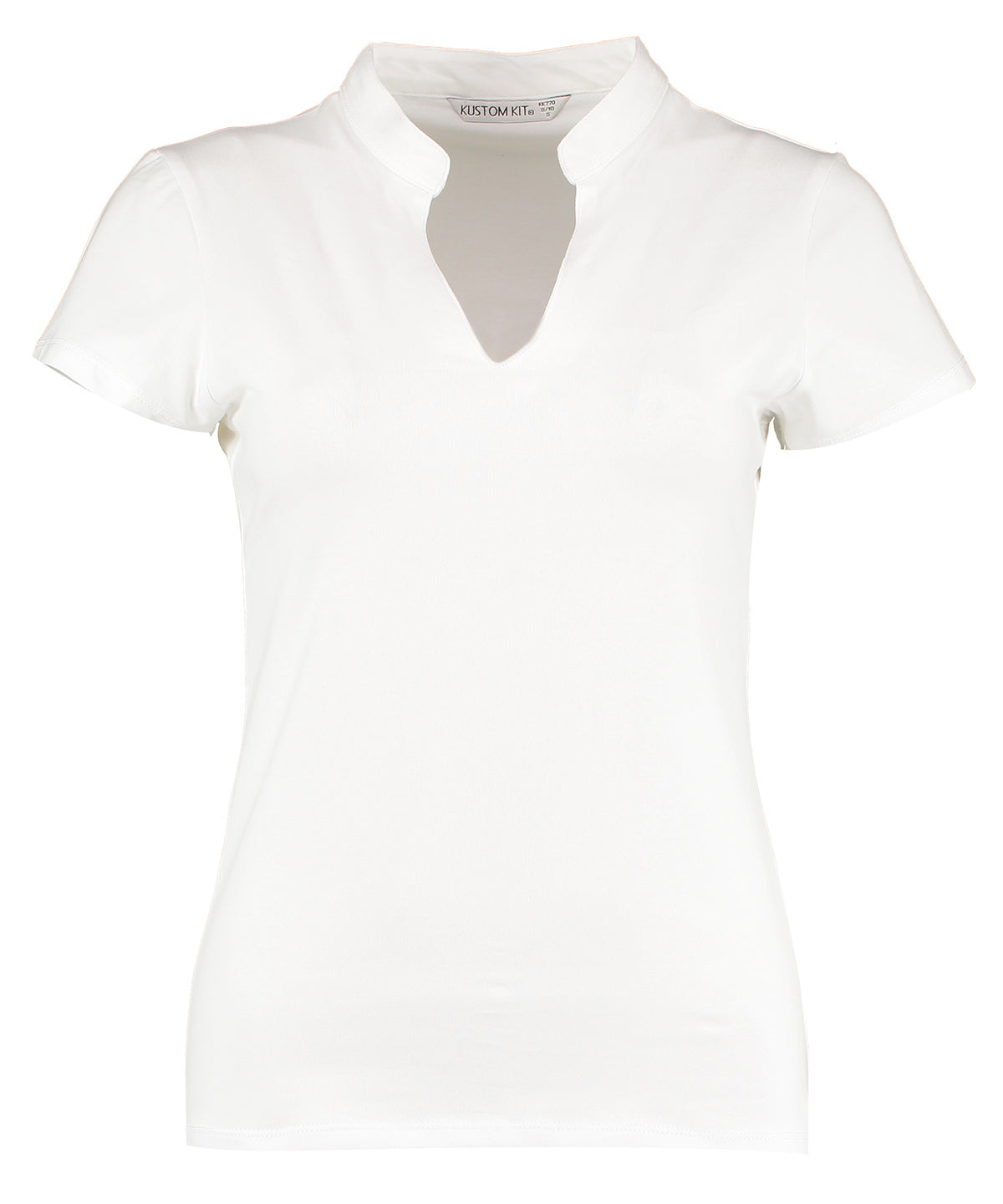 Kustom Kit Women's corporate short-sleeved top v-neck mandarin collar (regular fit)