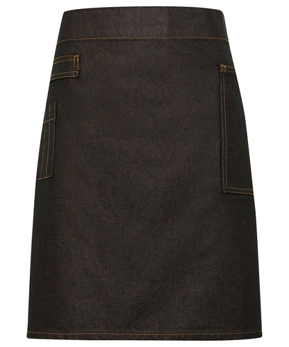 Premier Division waxed-look denim waist apron