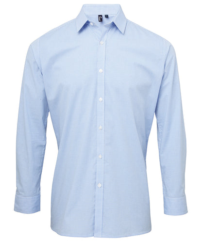 Premier Microcheck (Gingham) long sleeve cotton shirt