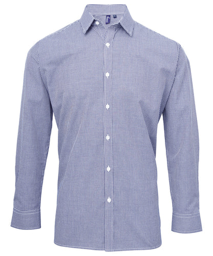 Premier Microcheck (Gingham) long sleeve cotton shirt