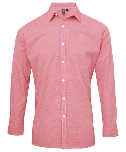 Premier Microcheck (Gingham) long sleeve cotton shirt