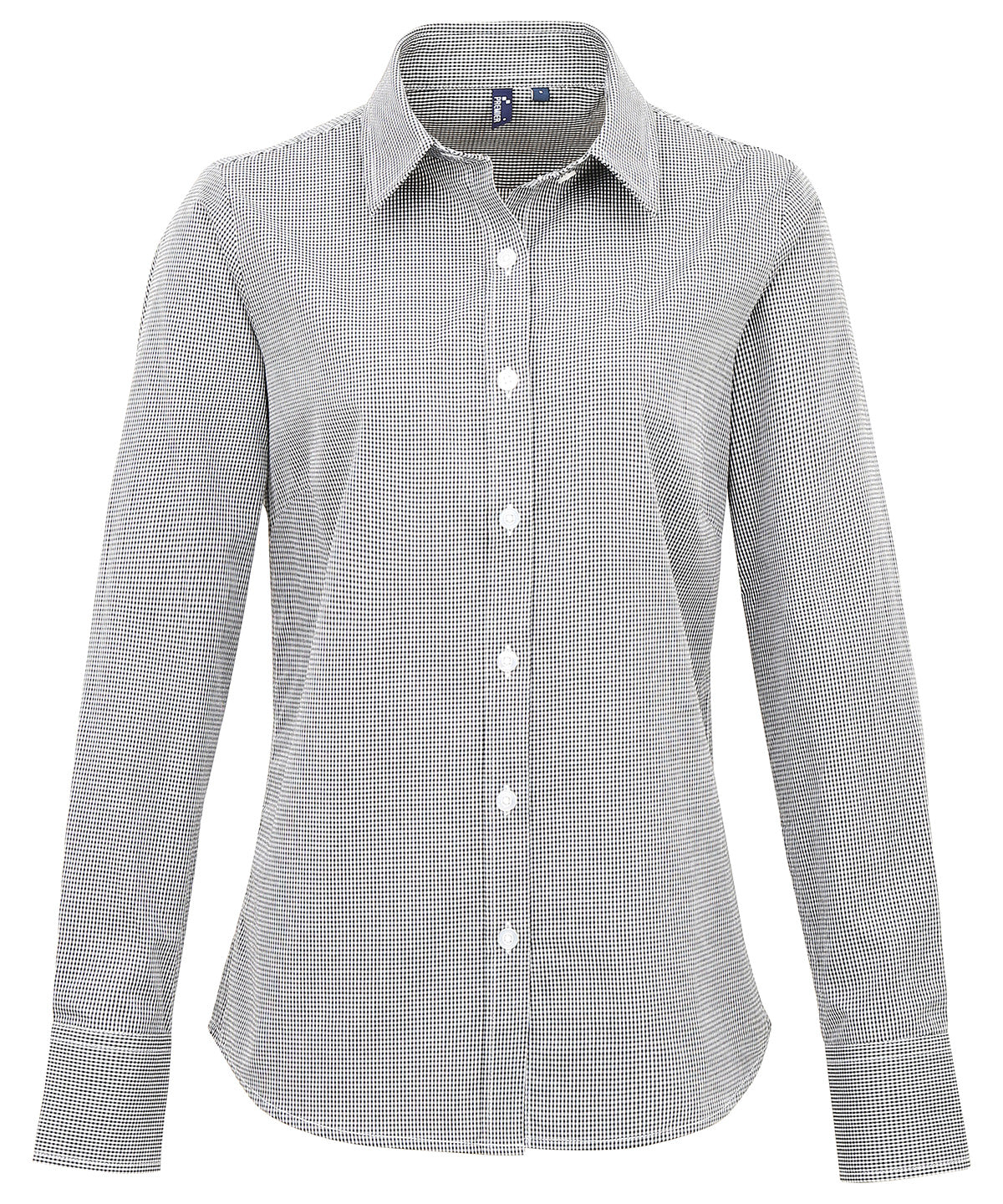 Premier Women's Microcheck (Gingham) long sleeve cotton shirt