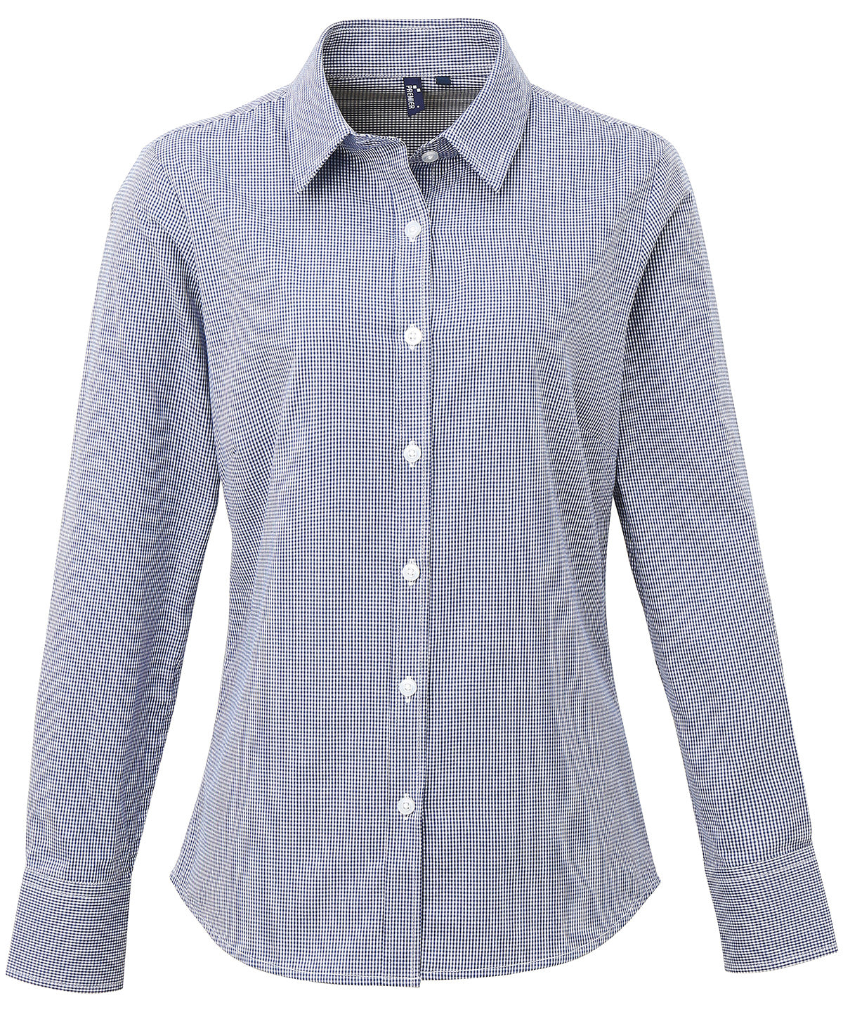 Premier Women's Microcheck (Gingham) long sleeve cotton shirt