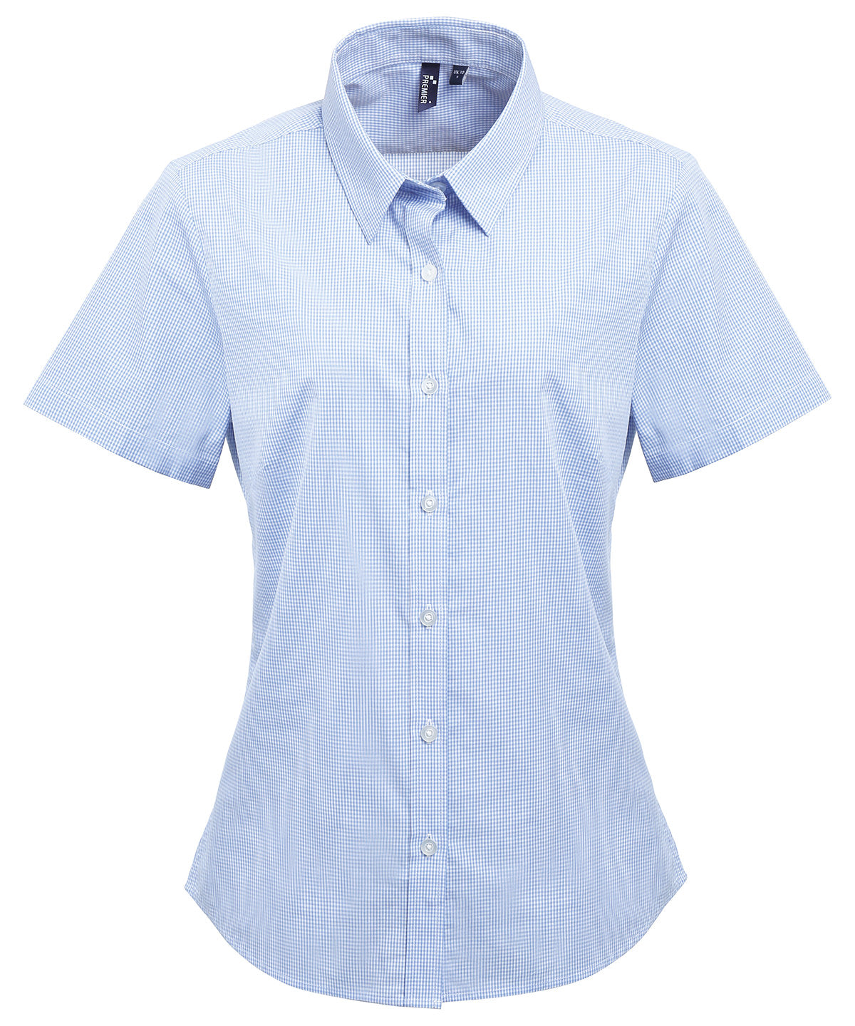 Premier Women's Microcheck (Gingham) short sleeve cotton shirt
