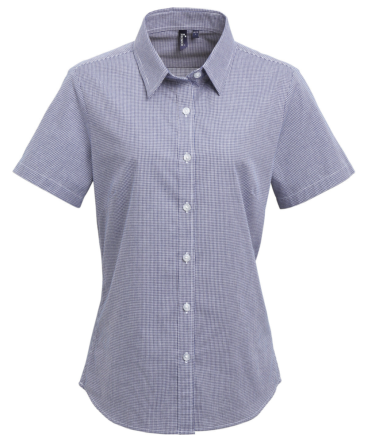 Premier Women's Microcheck (Gingham) short sleeve cotton shirt