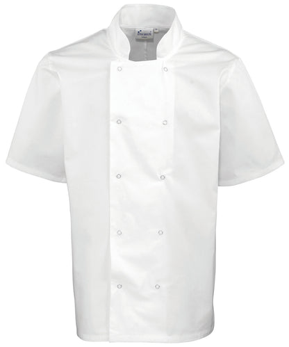 Premier Studded front short sleeve chef's jacket