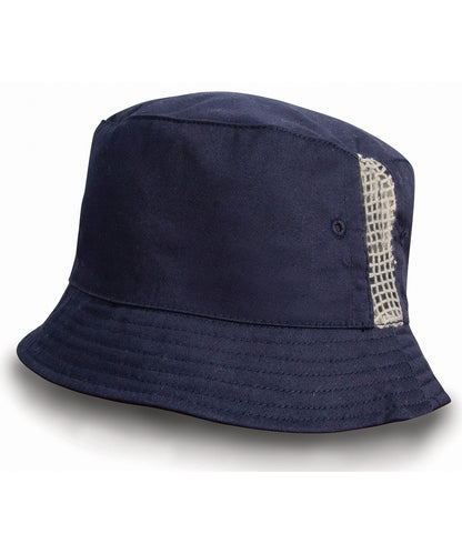 Result Headwear Deluxe washed cotton bucket hat with side mesh panels