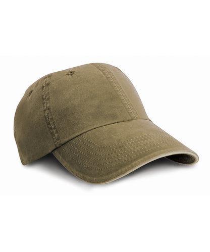 Result Headwear Washed fine line cotton cap with sandwich peak