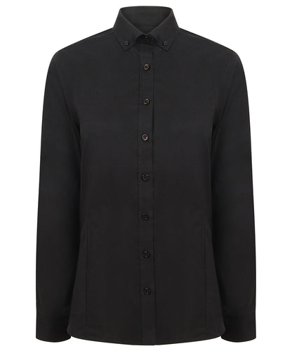 Henbury Women's modern long sleeve Oxford shirt