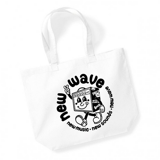 New Wave – White Tote Bag (Black Print)