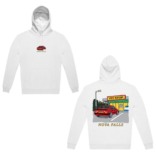 Nova Falls “Pit Stop” Hoodie (WHITE EDITION)
