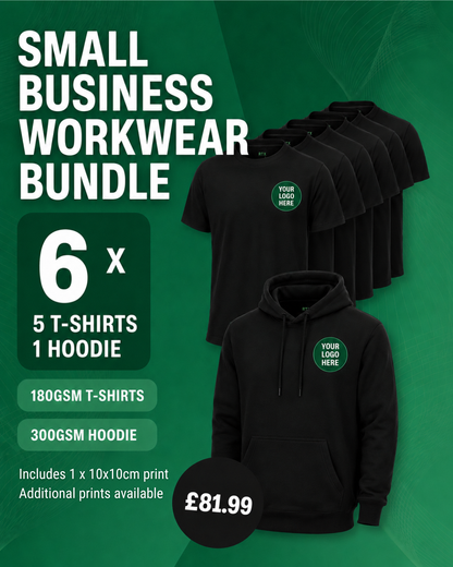 Small Business Workwear Bundle - 5 x ProRTX Pro T-Shirts + 1 x ProRTX Pro Hoodie, Custom Printed