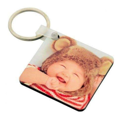 Heart or Round  Photo Keyring - Natural / Square