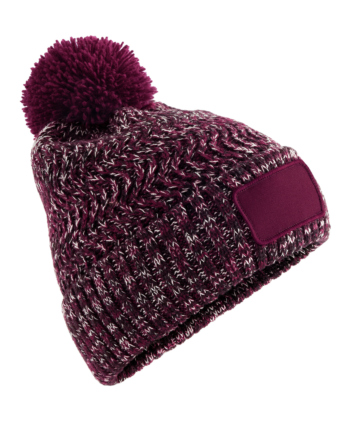 Ramble patch pom-pom beanie - Burgundy Twist