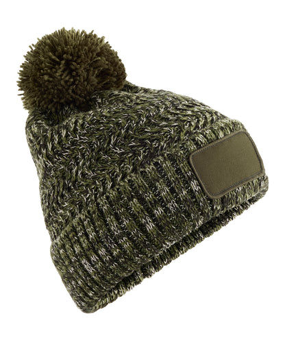 Ramble patch pom-pom beanie - Moss Green Twist