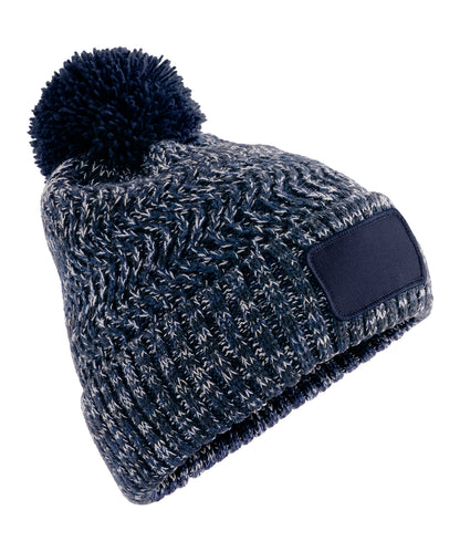 Ramble patch pom-pom beanie - Steel Blue Twist