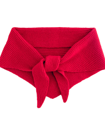 Knitted triangle scarf - Bright Red