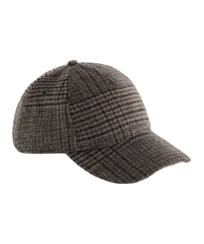 Wool blend check cap - Brown Plaid