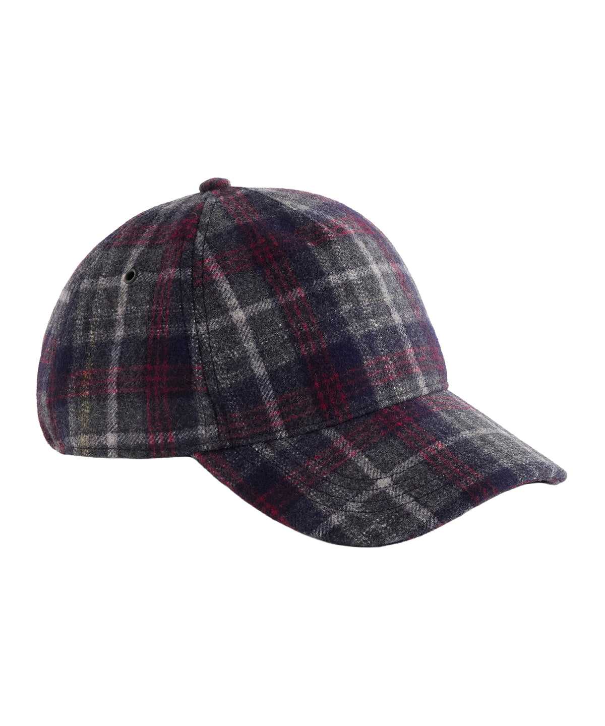 Wool blend check cap - Navy Plaid