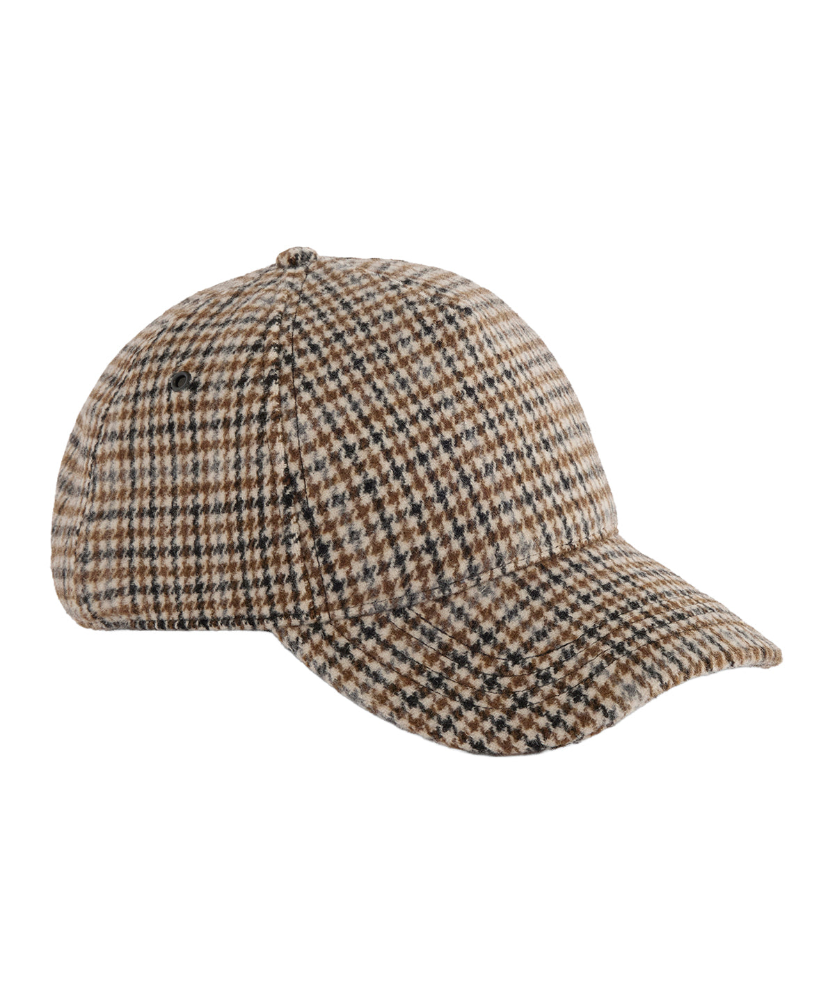 Wool blend check cap - Tan Houndstooth