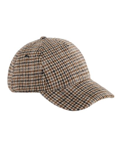 Wool blend check cap - Tan Houndstooth