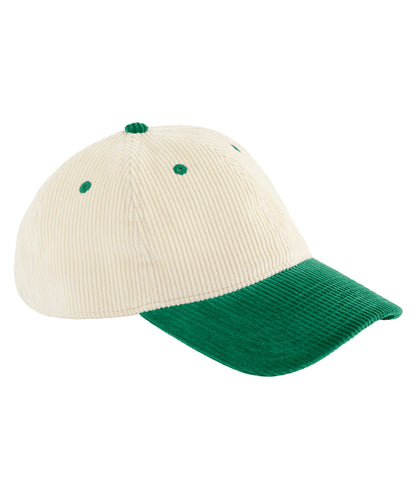 Contrast peak corduroy cap - Natural/Bottle Green