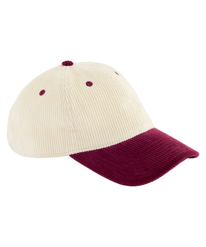 Contrast peak corduroy cap - Natural/Burgundy
