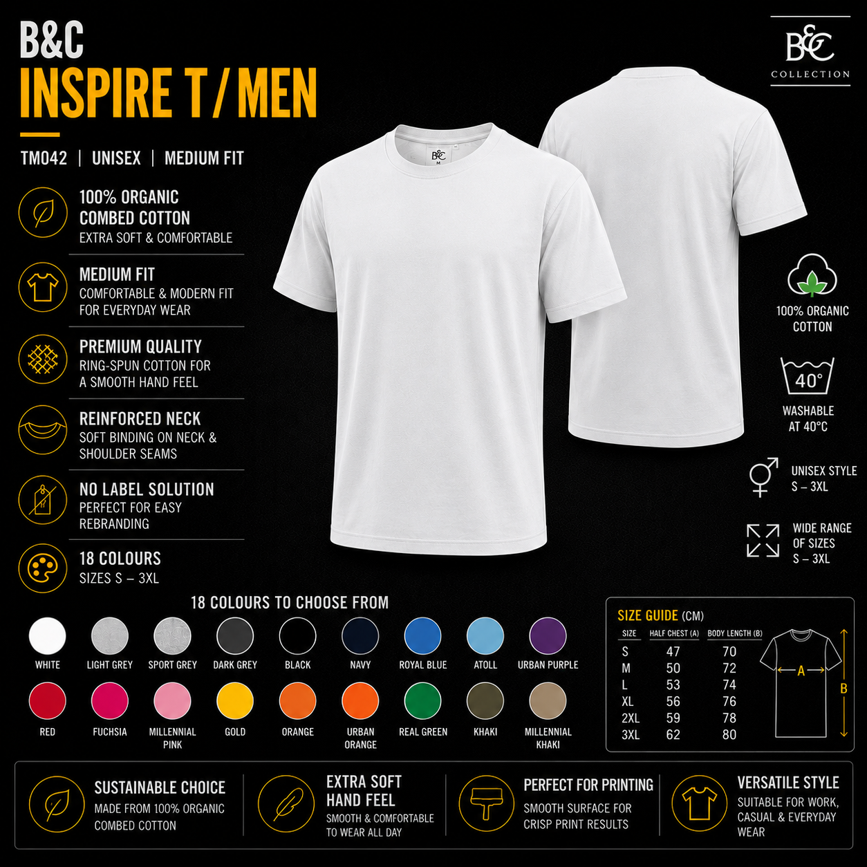 Custom B&C Inspire T-Shirt (140 GSM)
