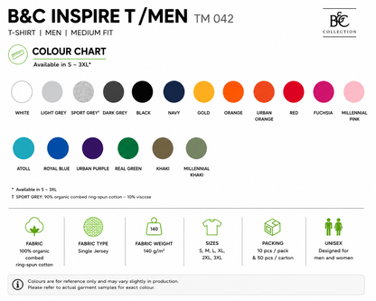 Custom B&C Inspire T-Shirt (140 GSM)
