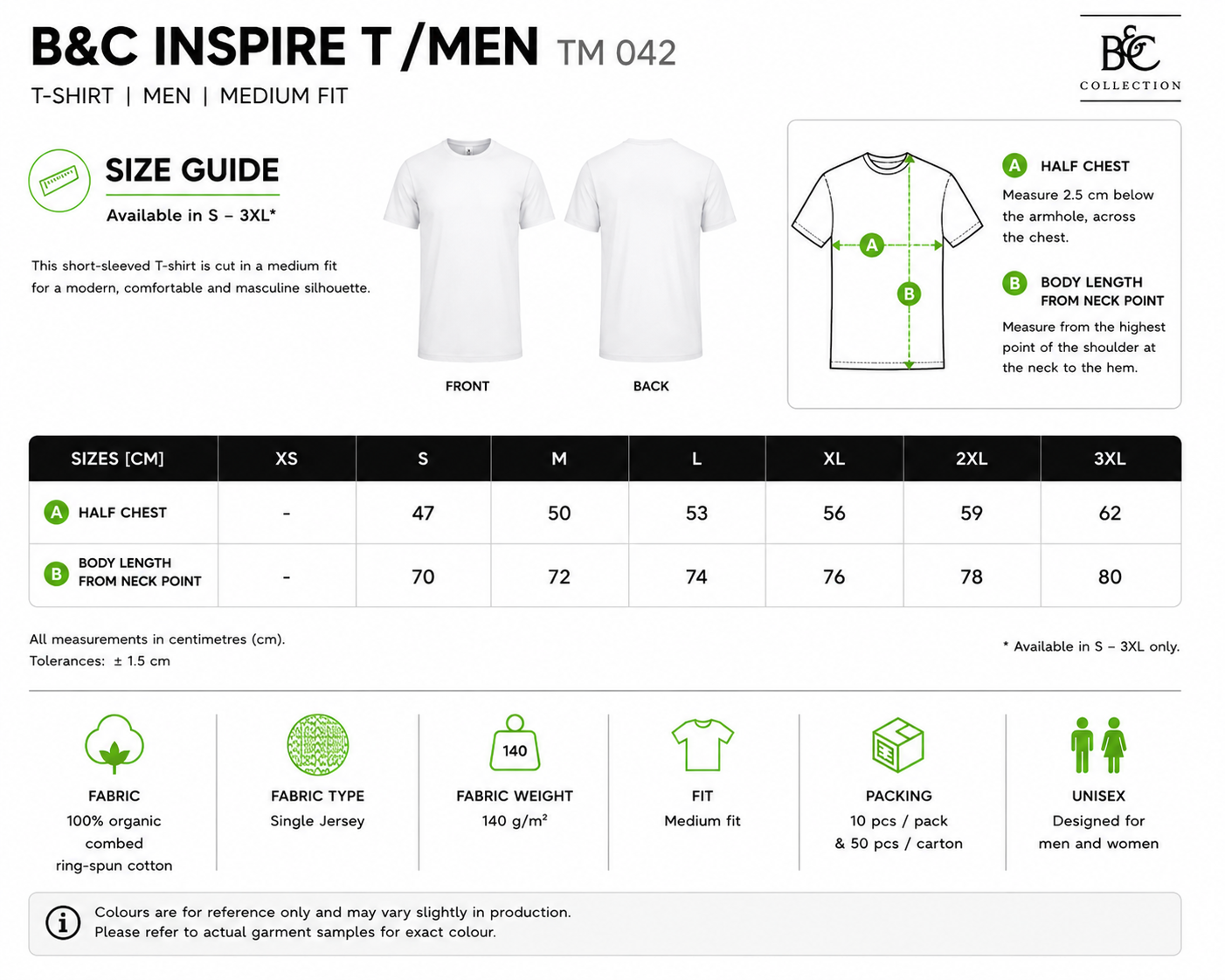 Custom B&C Inspire T-Shirt (140 GSM)