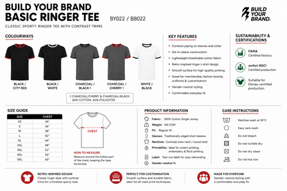 Custom Build Your Brand Basic Ringer Tee (140 GSM EDITION)