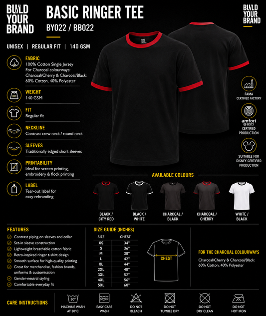 Custom Build Your Brand Basic Ringer Tee (140 GSM EDITION)