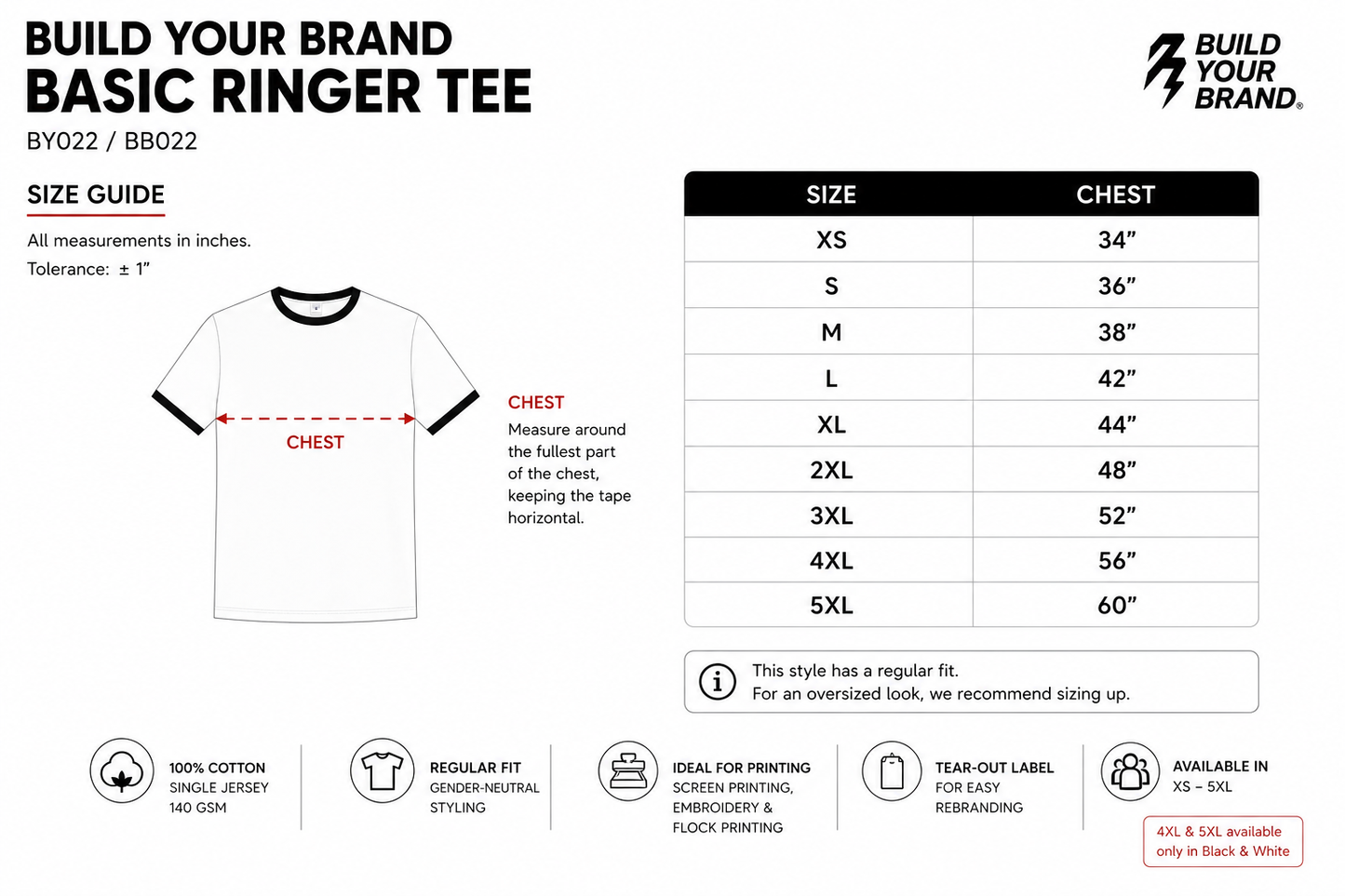 Custom Build Your Brand Basic Ringer Tee (140 GSM EDITION)