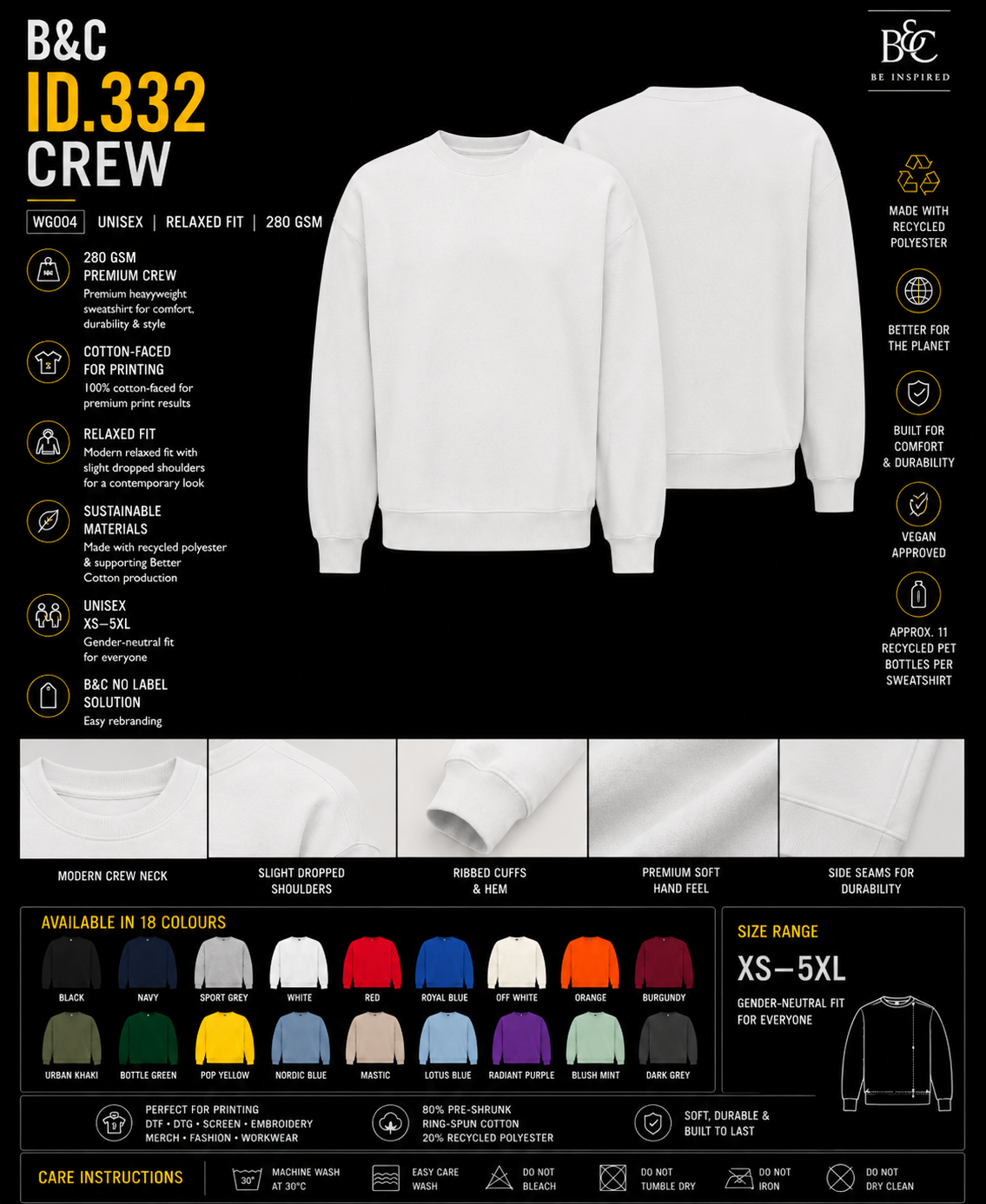 Custom B&C ID.332 Crew Sweatshirt