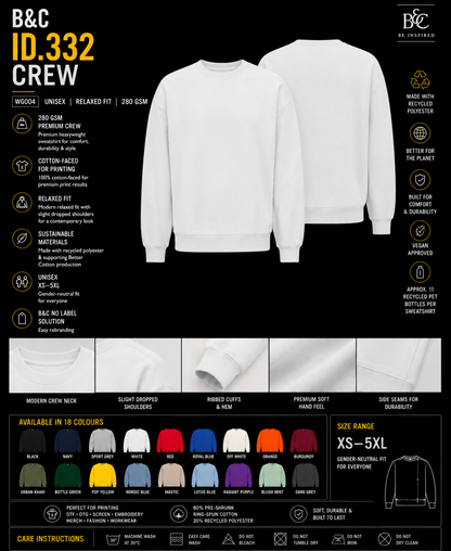 Custom B&C ID.332 Crew Sweatshirt
